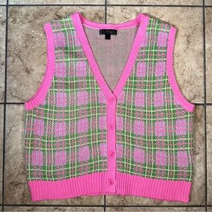 Faded Rose Plaid Vest L